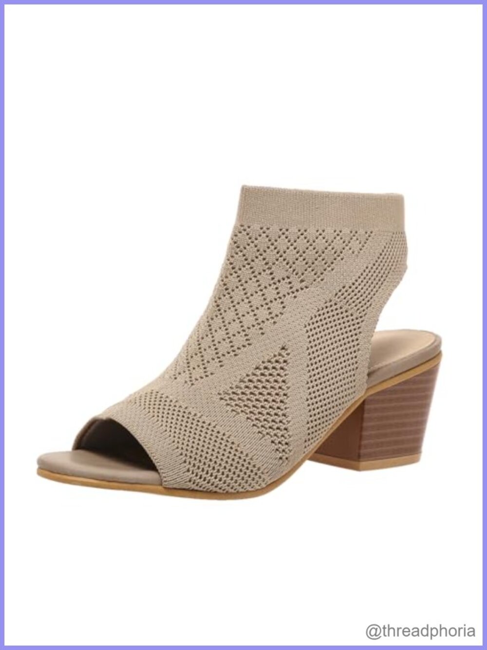 Knit Cutout Chunky Heel Open Toe Heeled Sandals Peep Toe Booties